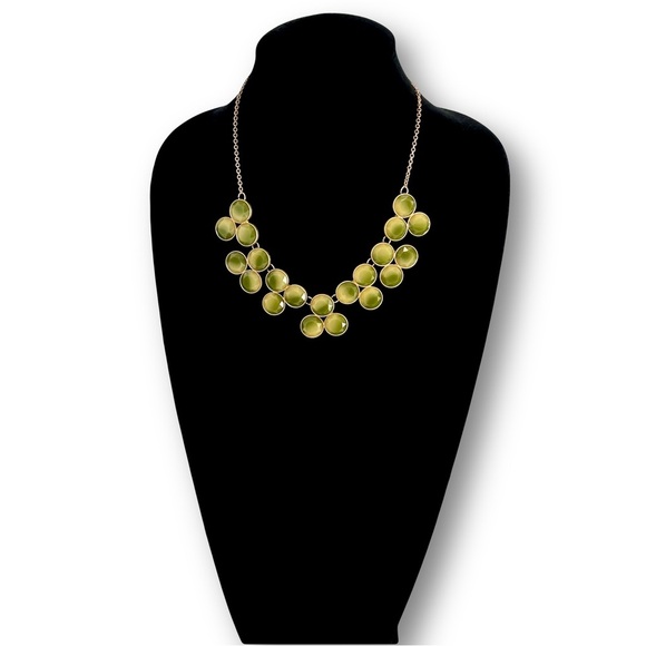 Chico's Jewelry - CHICO’s Gradient Green 3-D Stones Matte Gold Bib Necklace​